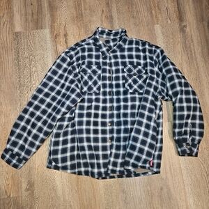 Wrangler Fleece Lined Flannel barn Jacket, Men's Navy Blue Plaid, Size 3XL farm